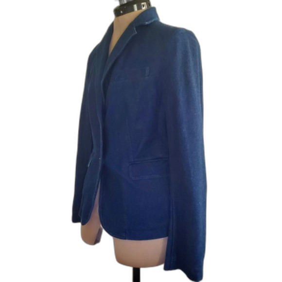 NEW Talbots Women's Blazer Medium Blue Dark Wash Denim Stretch Cotton 2-Button - Picture 4 of 9